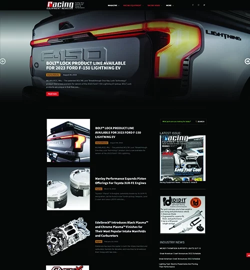 Racing Equipment News, Website, REN Website, Website Design, WordPress